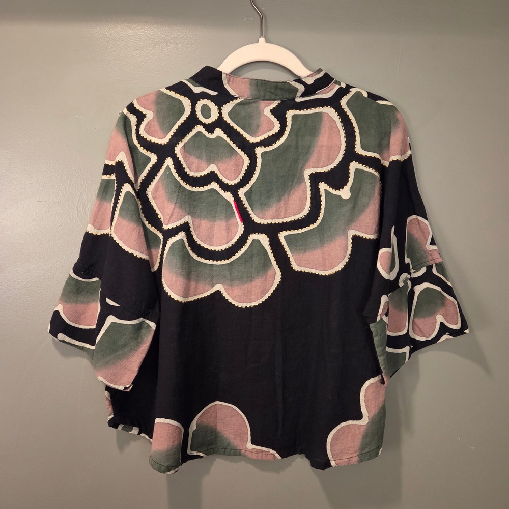 Boho Women's Boxy Pullover Short Sleeve Blouse 100% Cotton Embroidered Hippie - Picture 2 of 12